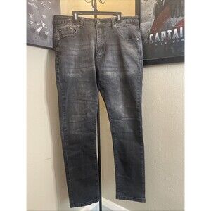 M.Society Jeans Men's 36x30 Black Light Wash Skinny Fit Stretch Denim